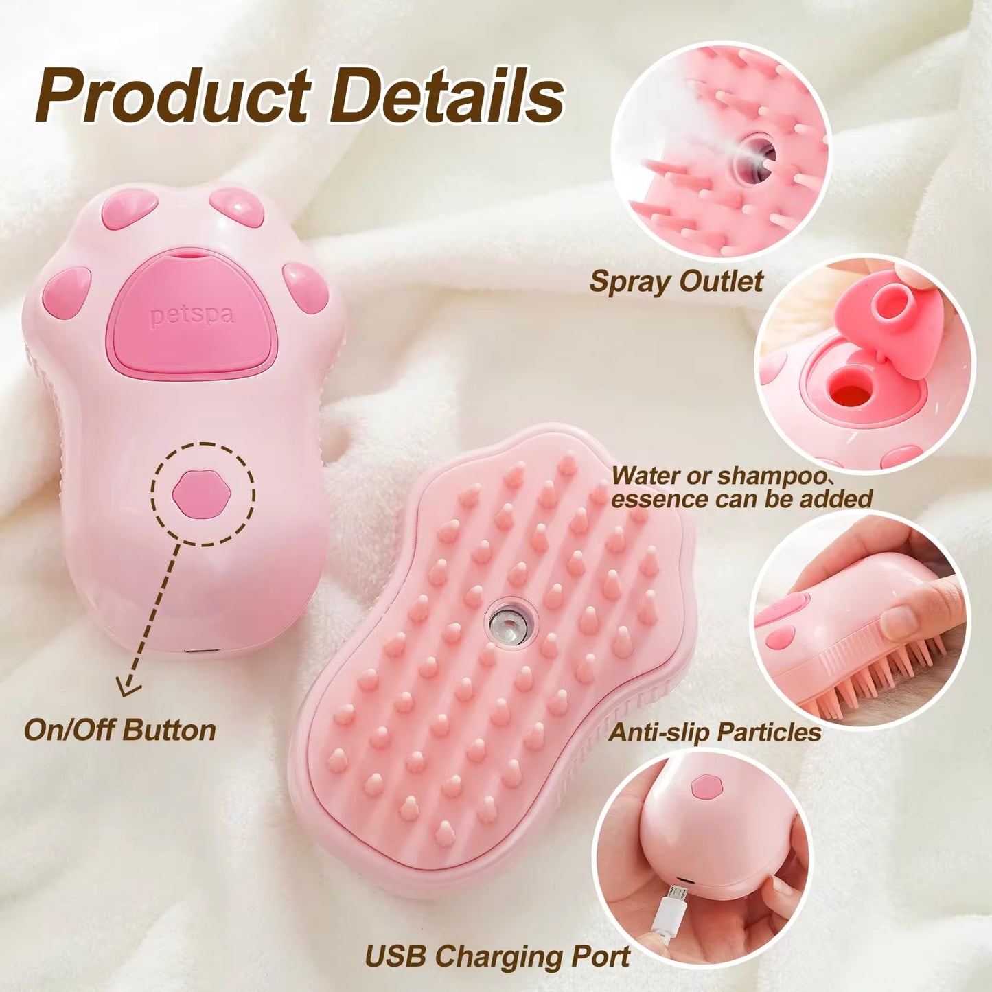Ultimate 3-in-1 Pet Grooming Brush with Electric Spray - Cat & Dog Hair Removal Comb for a Luxurious Massage Experience